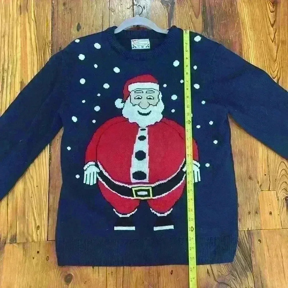 Ugly Christmas Sweater Holiday Winter Santa Fat Belly in Blizzard Size Medium - Picture 7 of 7